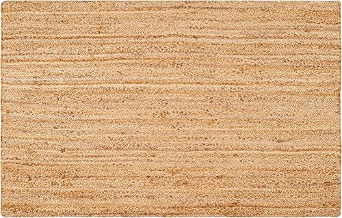 Miniatura 3 de Hausattire Alfombra trenzada de yute tejida a mano, 4 x 6 pies, natural, reversible, bohemio, alfombra de entrada para cocina, sala de estar,