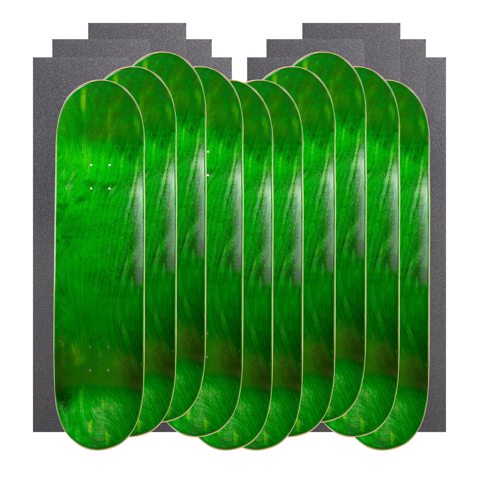 Cal 7 Blank Maple Skateboard Decks with Grip Tape (Bundle of 10) (Green, 8.25