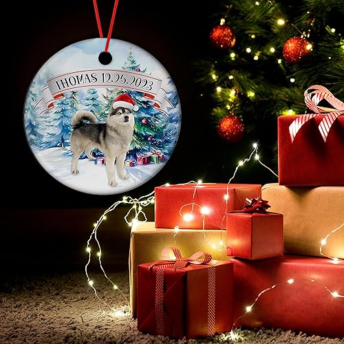 Miniatura 3 de Prezzy Adornos personalizados de Husky siberiano para decoración del árbol de Navidad, regalo de recuerdo para amantes de las mascotas, dueños de