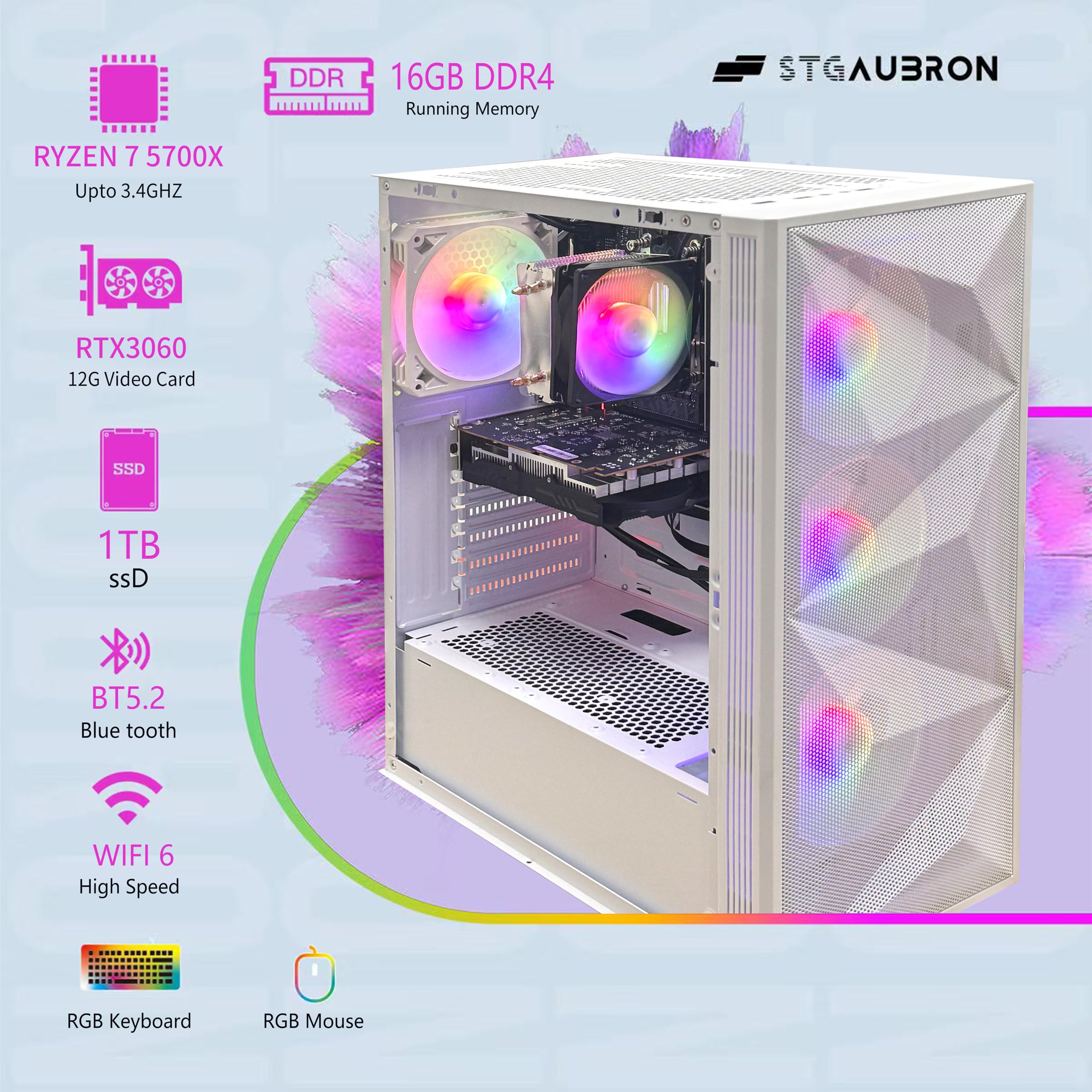 Amazon.com: STGAubron Gaming PC Desktop Computer, AMD Ryzen 7