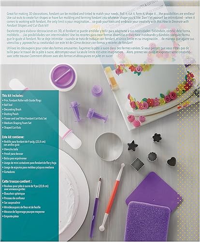 Miniatura 3 de Wilton Cómo decorar con formas de fondant y recortes, kit de decoración de pasteles de 14 piezas con 3 recortes de fondant, juego de moldeo de