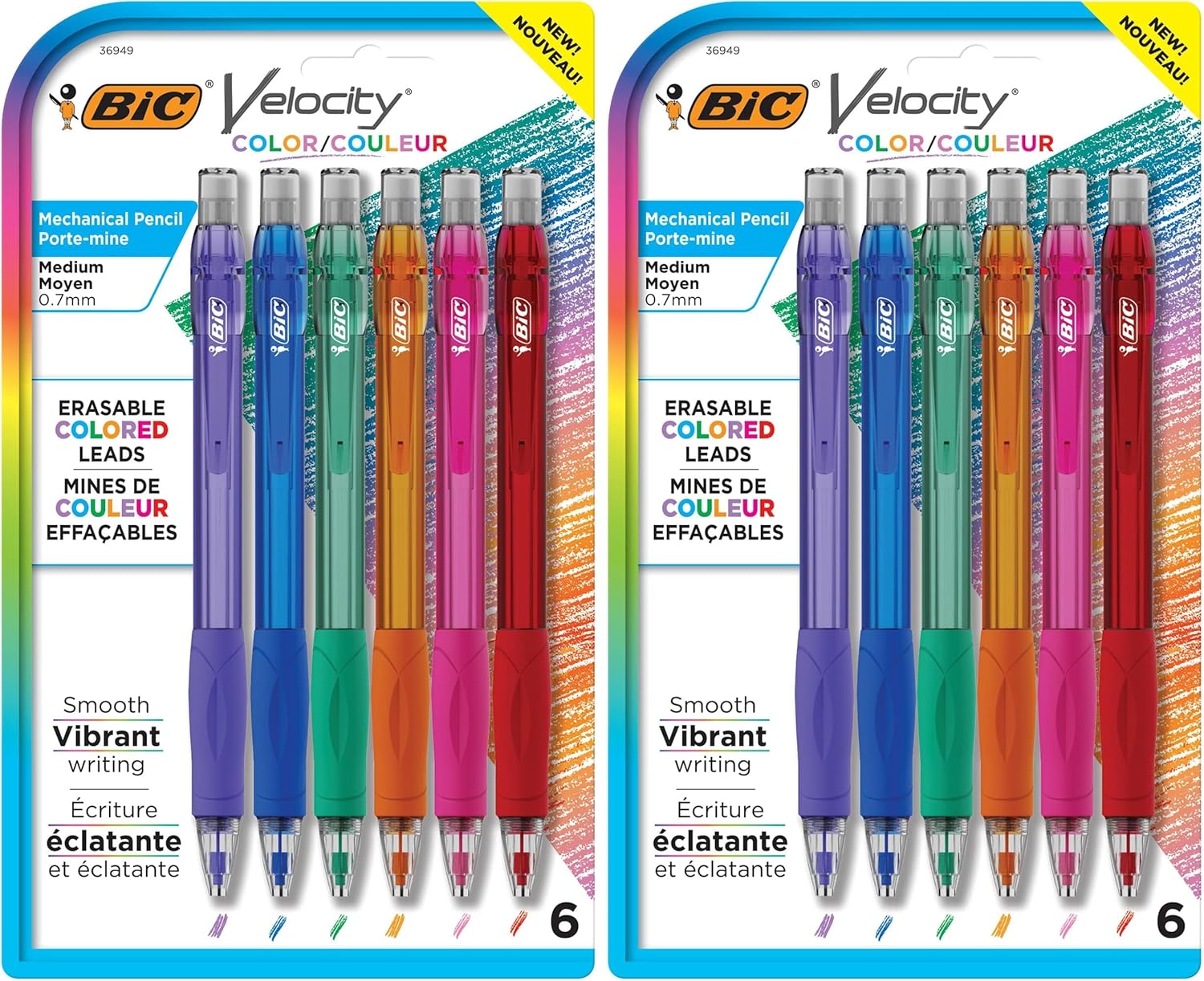 BIC Velocity Colored Lead Mechanical Pencils,Assorted Colors,Colored Pencils for Classrooms and School Supplies,6 Count (Pack of 2)