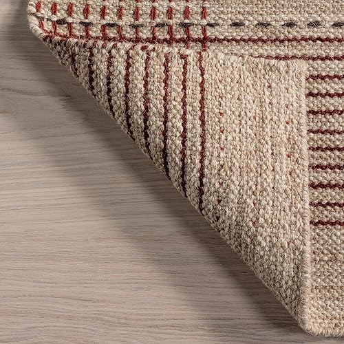 Miniatura 5 de Rugs USA x Emily Henderson Oregon - Alfombra de lana a cuadros, 5 x 8 pies, color beige