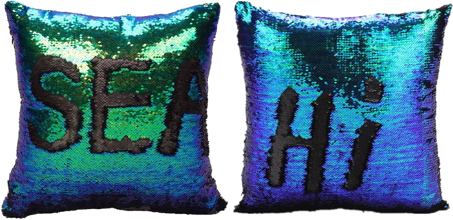 Tiaronics 2PCS DIY Magic Reversible Sequins Mermaid Pillow Cases Throw Pillow Covers Cushion Cover Decorative Pillowcase 4040cm(1616") (Type C)
