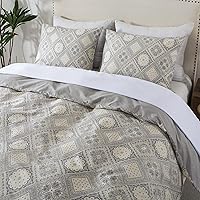 Vista 44 de HoneiLife Juego de funda de edredón floral 100% algodón, 3 piezas, suave, ropa de cama botánica con cierre de cremallera y lazos en las esquinas