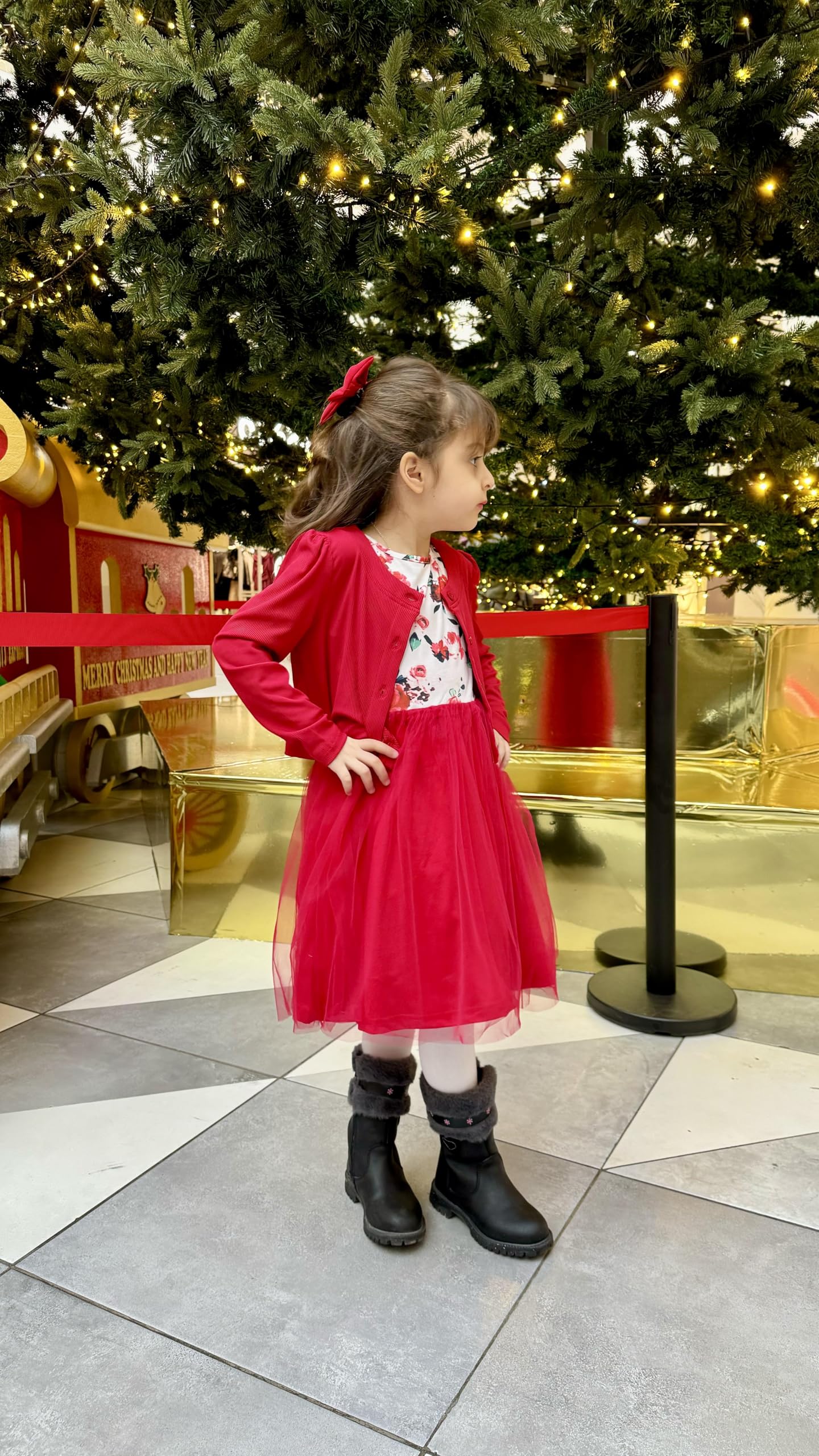 Arshiner Toddler Fall Red Floral Tulle Dresses and Knit Cardigan Spring Easter Hawaiian Beach Tutu Sundress 3T