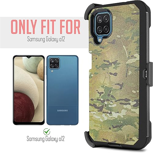 Miniatura 2 de Funda resistente para Samsung Galaxy A12, con protector de pantalla integrado con soporte integrado + clip giratorio para cinturón, para Galaxy A12