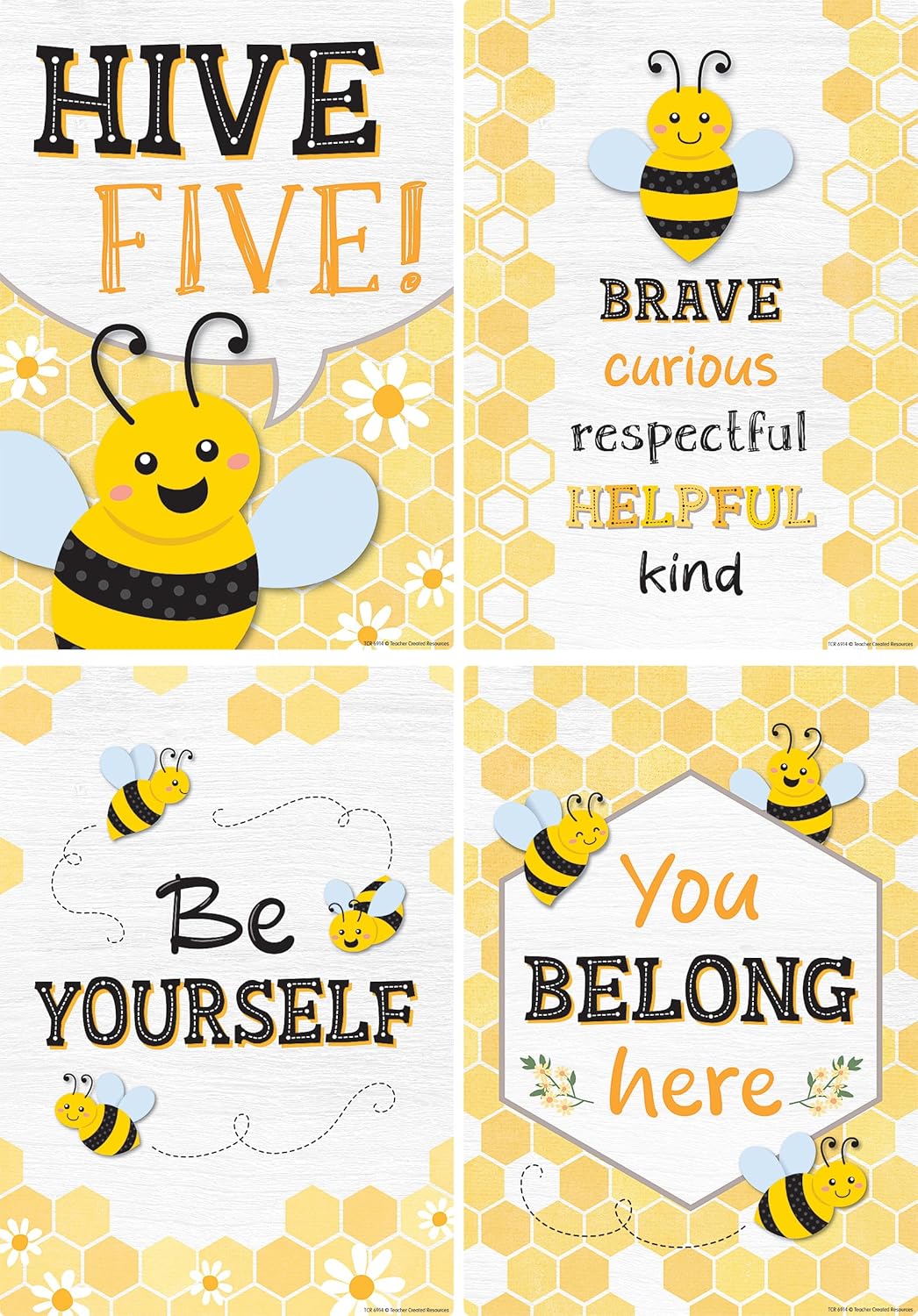 Teacher Created Resources Buzzing Bees Positive Sayings Educational Poster Pack (TCR6914)