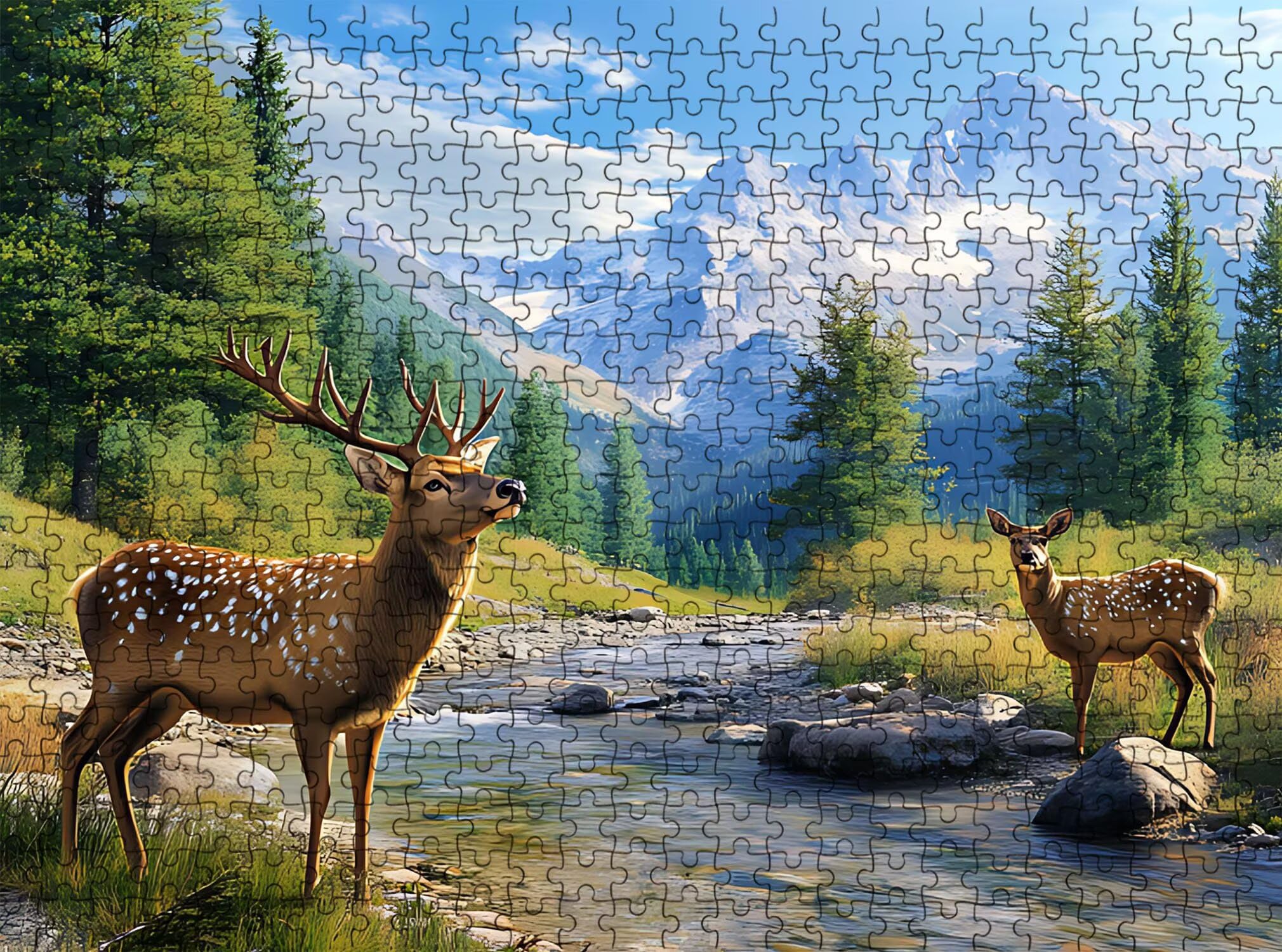cervo paesaggio Puzzle 1500 Pezzi per Adulti, Puzzle in Legno - Collezione Classica con Poster Incluso -Sfida di Concentrazione e Passatempo Antistress, Gioco Educativo per Famiglia, 87 x 57 cm f0-636