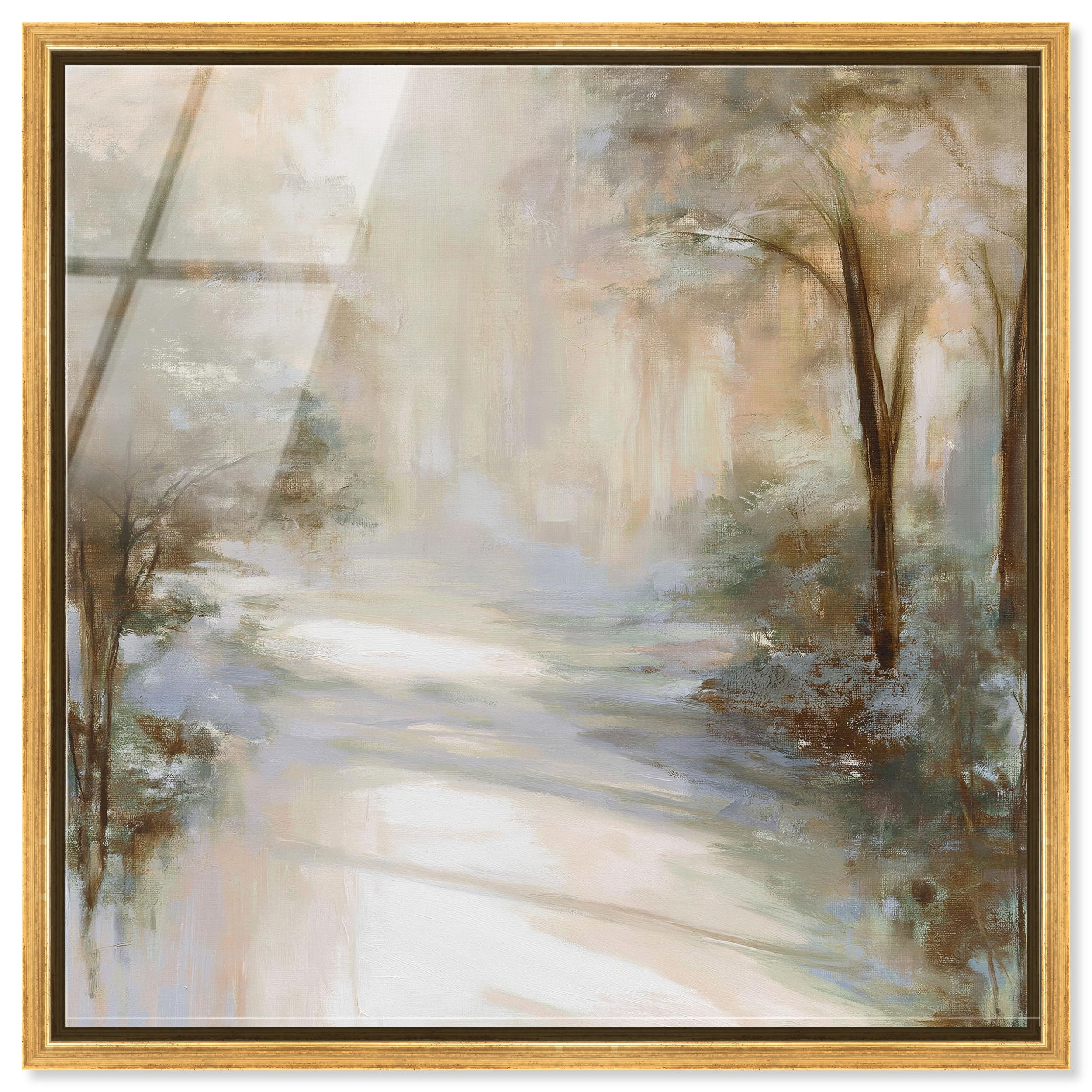 Art Remedy Foggy Clearing II Gerahmter Acryldruck, Landschaft, Wanddekoration, goldener Rahmen, 40,6 x 40,6 cm