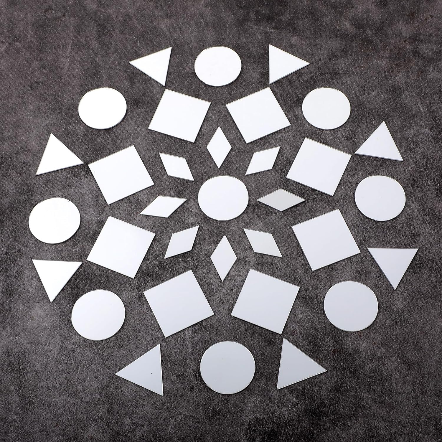 DIVINA VITAE 120Pcs Small Mirrors for Crafts 4 Shapes Self-Adhesive Mosaic Glass Pieces 1 Inch Mini Mirror Tile for DIY Crafts Home Wall Art Disco Balls Crafts - Image 3