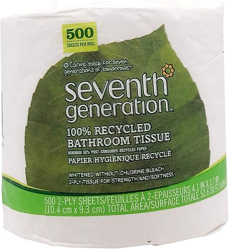 Miniatura 5 de Seventh Generation 13733CT - Pañuelo de baño 100% reciclado, 2 capas, blanco, 300 hojas por rollo (caja de 48)