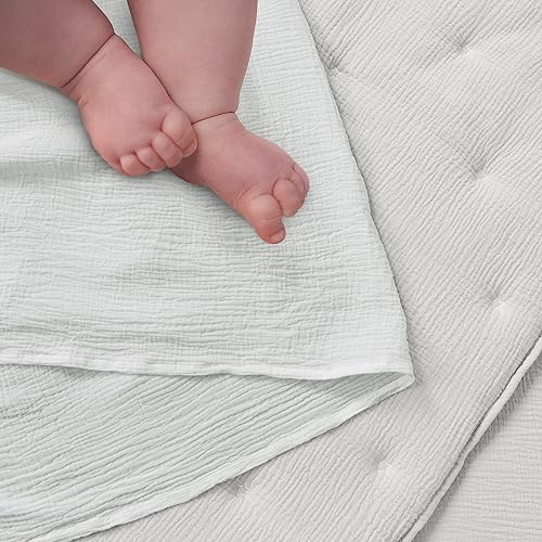 Miniatura 6 de Levtex Baby - Juego de cama para cuna de muselina Cloud - Juego de guardería para bebé - Estrellas blancas - Muselina texturizada - Juego de 5