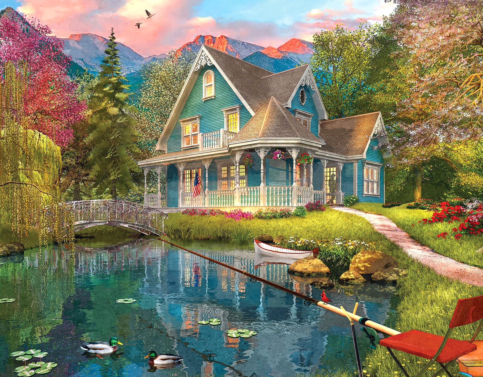 100 Piece Puzzles for Kids Summer House 100 Piece Puzzles for Adults, Mountain Villa Landscape 100 Pieces Puzzle for Kids Ages 4-8, Mountain Cottage