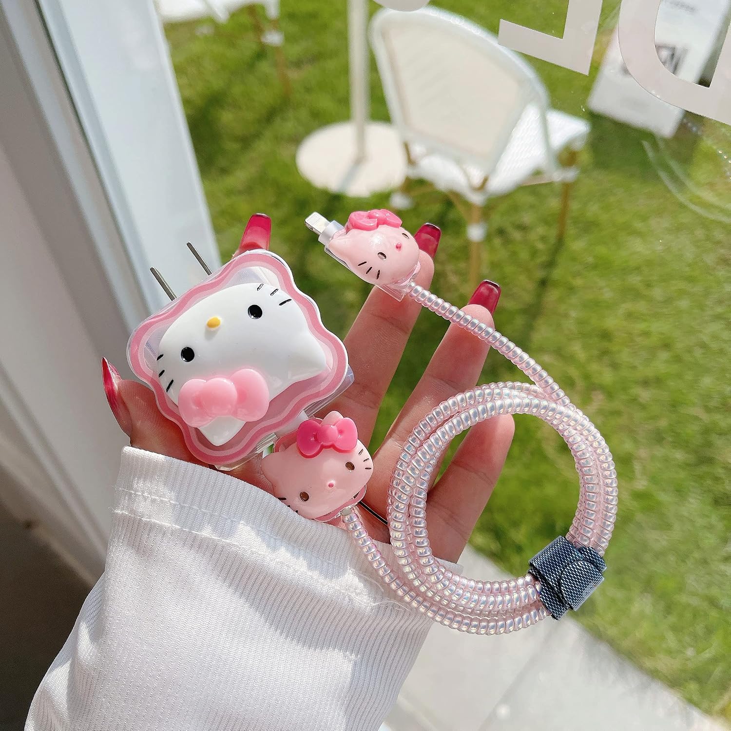 Tospania DIY Cable Protector Charger Wire Saver - Data Cable18W/20W USB-C Charger Line Protector-Compatible with iPhone 11 12 13 14 Pro Max (Pink Kitty)