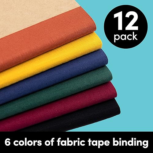 Miniatura 2 de PAPERAGE Paquete de 12 cuadernos de composición, 120 páginas, cubierta de papel kraft con lomo de tono de joya, papel rayado con rayas