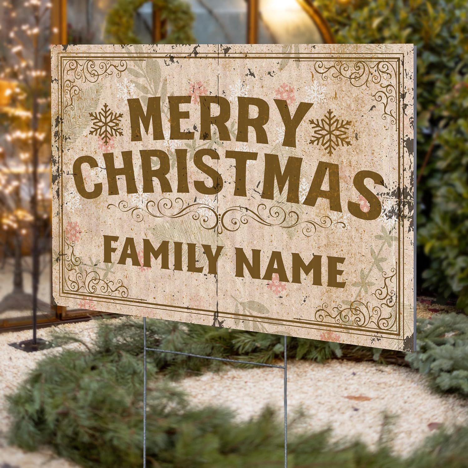 18x24 Custom Christmas Yard Signs, Double Sided Corrugated Plastic Custom Sign, Front and Back Custom Family Banner with Yard Sign Stakes, Personalized Outdoor Christmas Decorations and Yard Decor P (Design 1)