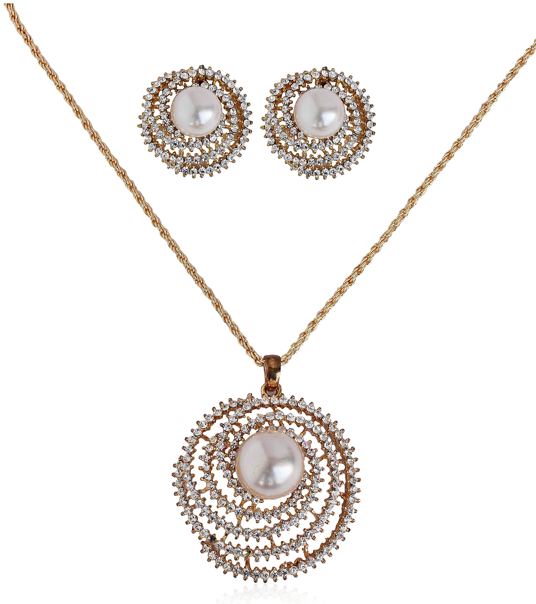 TouchstoneIndian Bollywood contemporary stylish Designer Jewelry Pendant Set In colorful Gold And Silver Tone For Women.