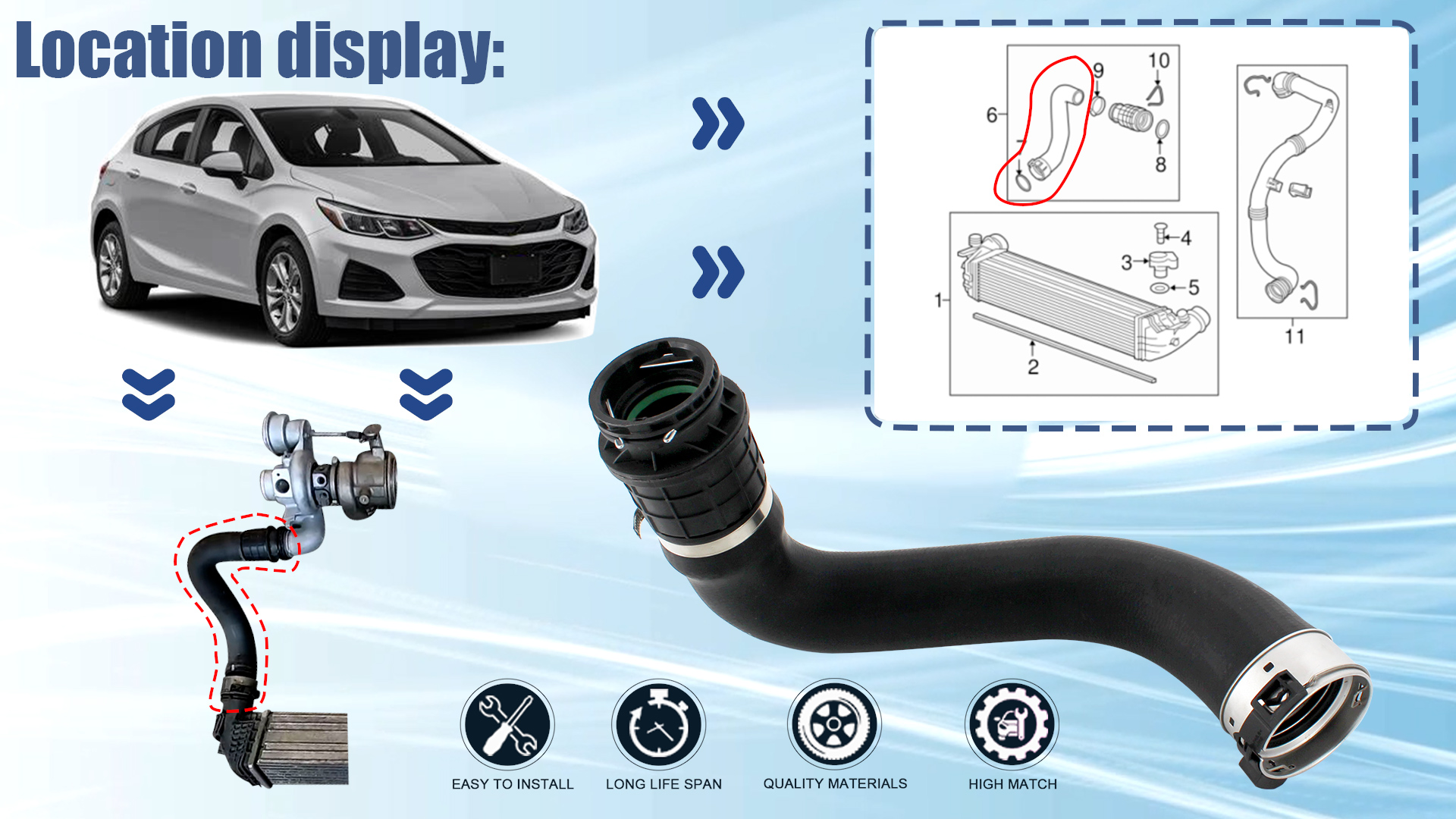 Amazon.com: 13374646 Turbocharger Intercooler Air Inlet Hose