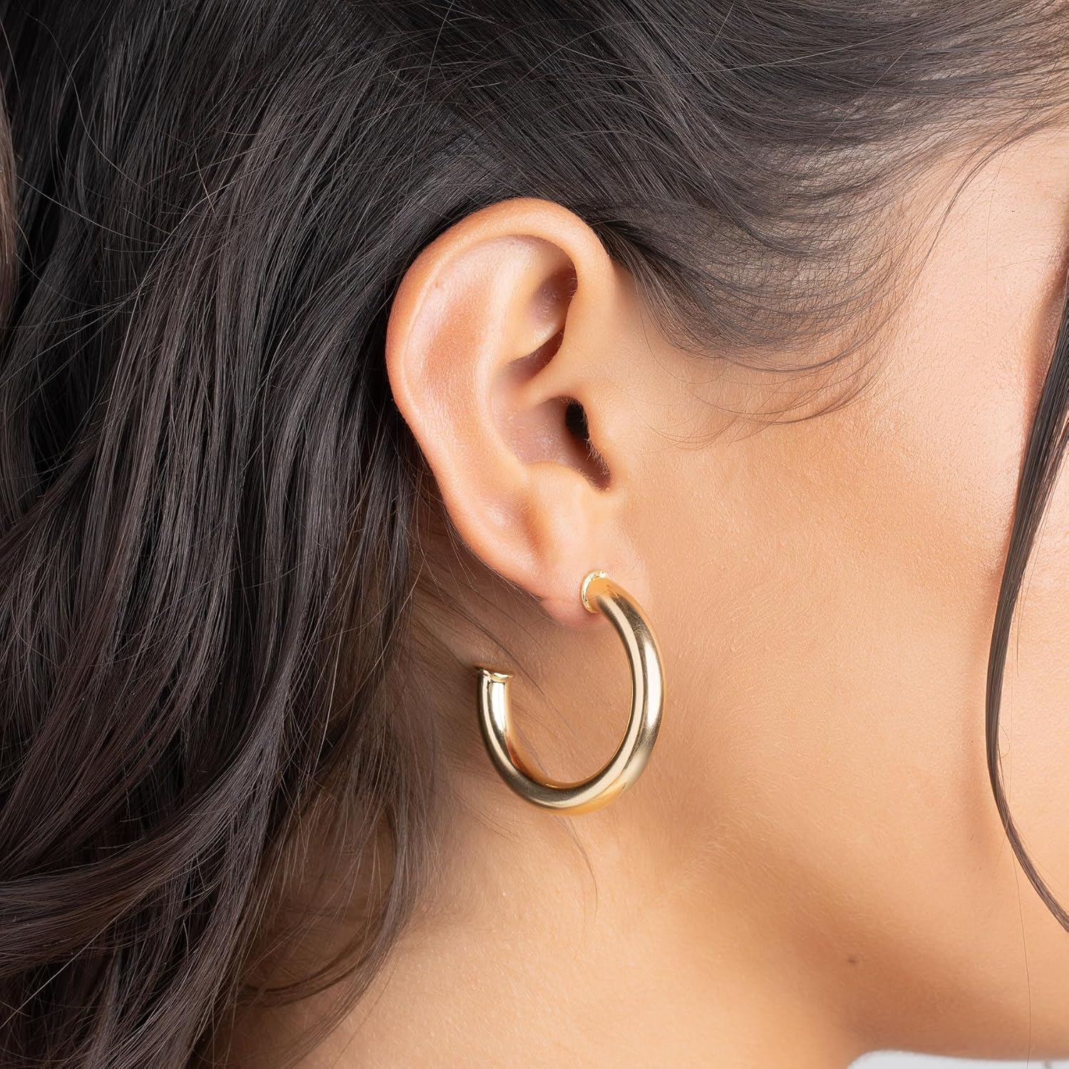 Barzel 18K Gold Plated Chunky Open Hoop Earrings for Women, Trendy Gold Hoop Earrings, 20mm-50mm, 5mm Thick, 4 Sizes, Made in Brazil, High Polish Finish - Image 2