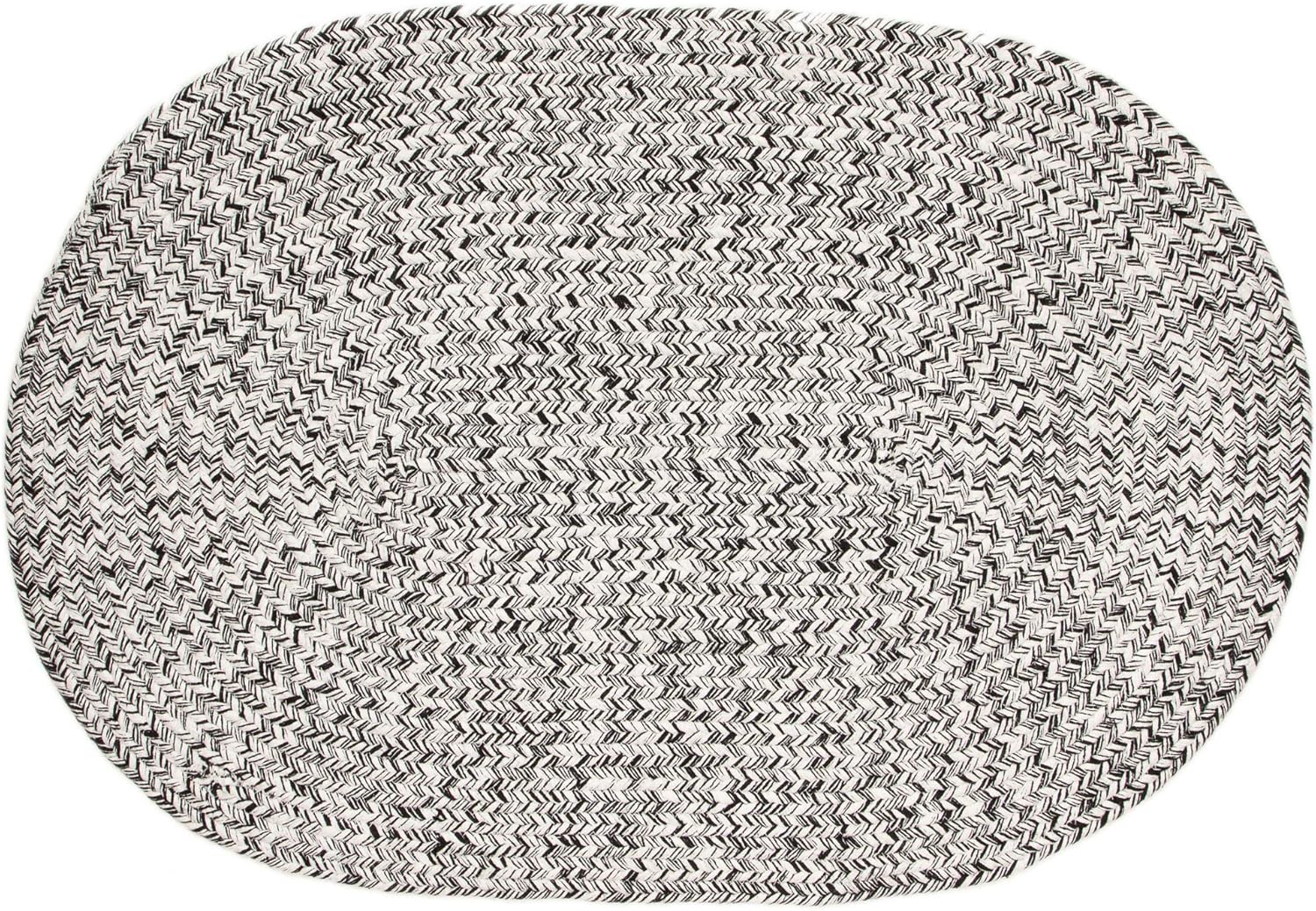 Super Area Rugs Farmhouse Braided Rug Cotton Kitchen Reversible Carpet, Black & White, 2' X 3' Oval