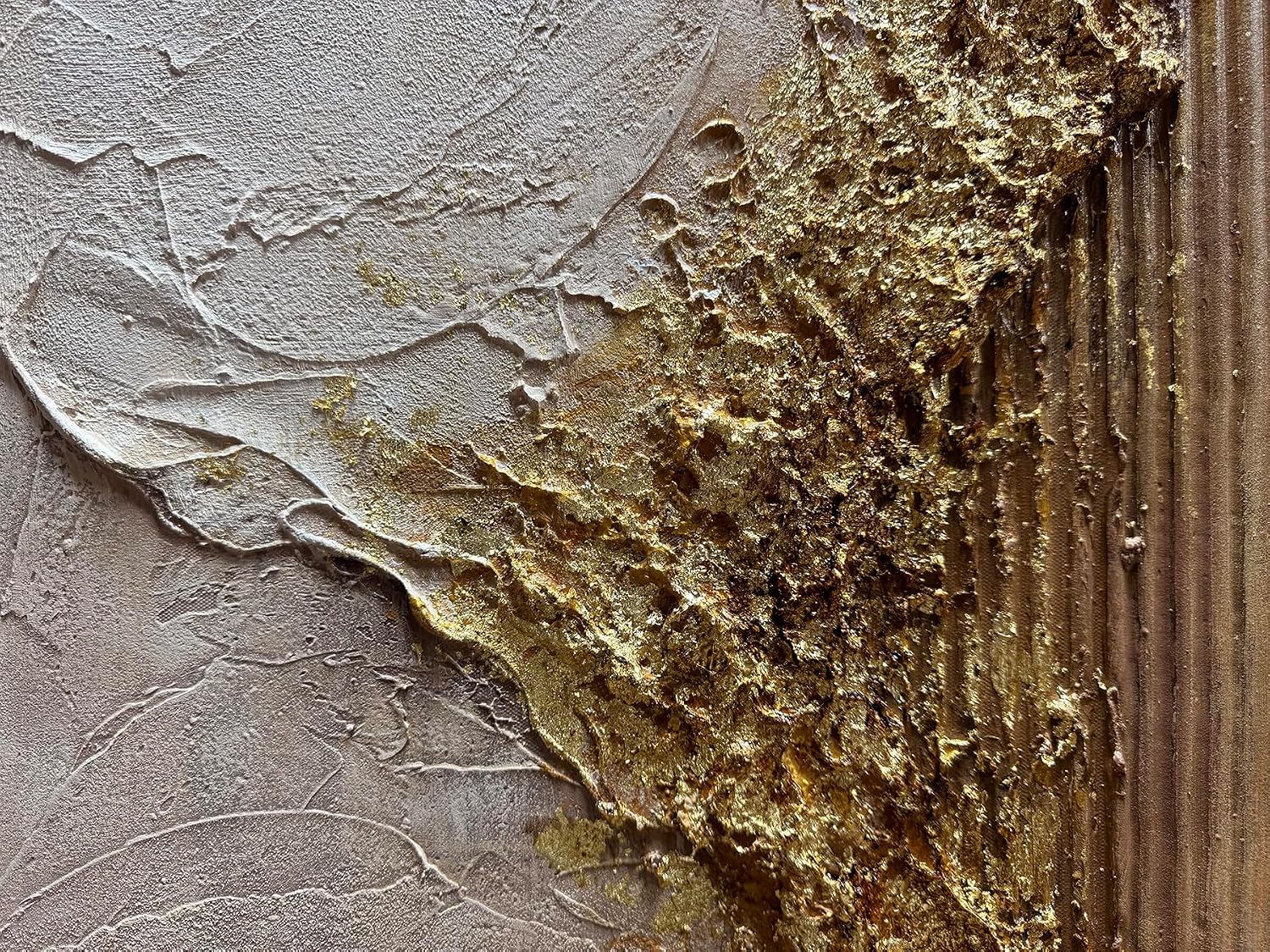 Boiee 28x40in Hand-Painted Earth Tones Wall Art Gold Textured Oil Painting