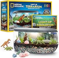 National Geographic Light-Up Dinosaur Terrarium Kit for Kids - Grow Real Plants, Gemstones & Dino Habitat Science Toy