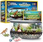 NATIONAL GEOGRAPHIC Light Up Terrarium Kit for Kids - Build a Dinosaur Habitat with Real Plants & Gemstones, Science Kit Gift for Boys & Girls, Dinosaur Toys for Kids (Amazon Exclusive)