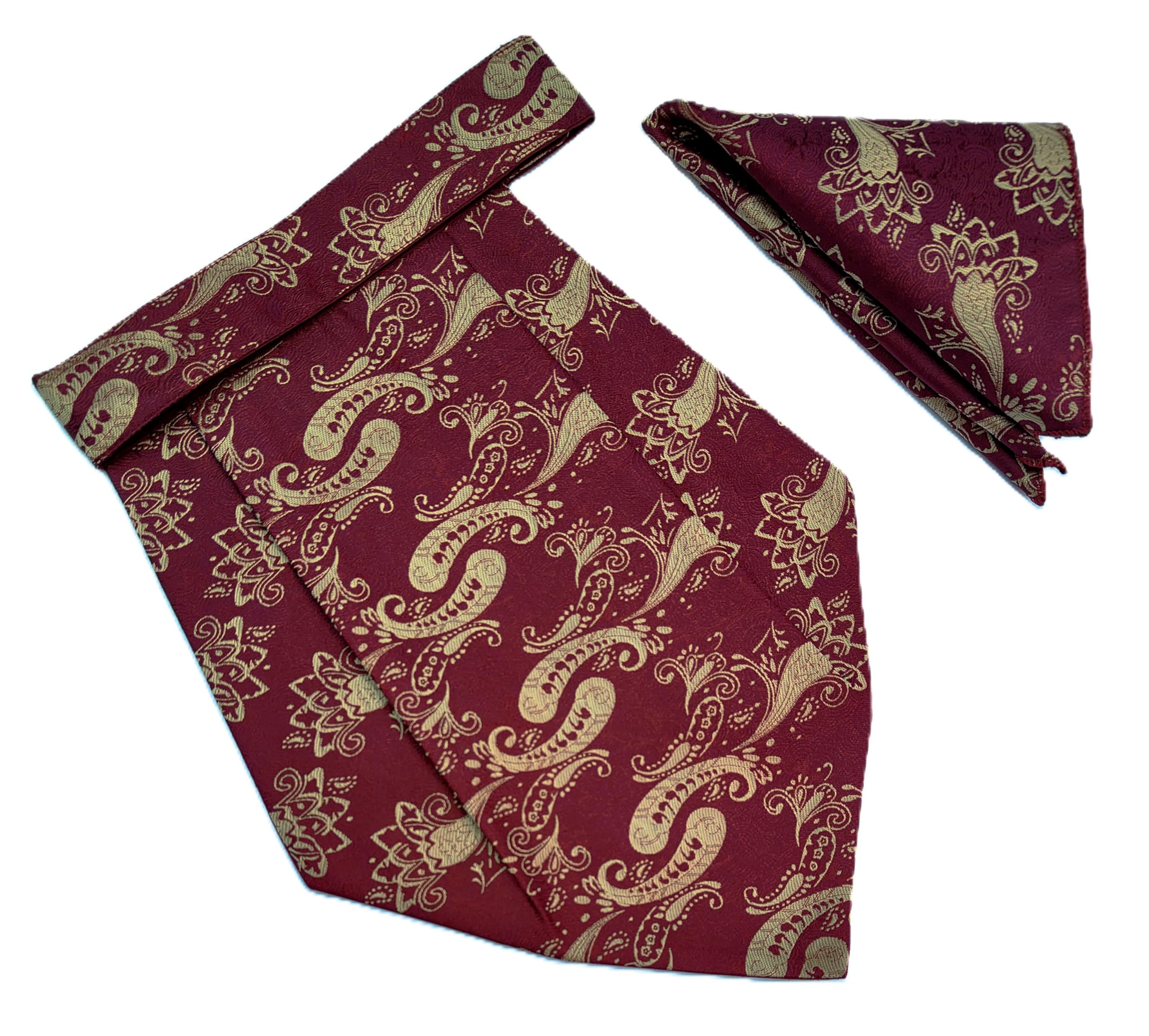 France Mens Paisley Cravat ascot NeckTie Pocket Square Microfiber Fabric Free Size-image-42