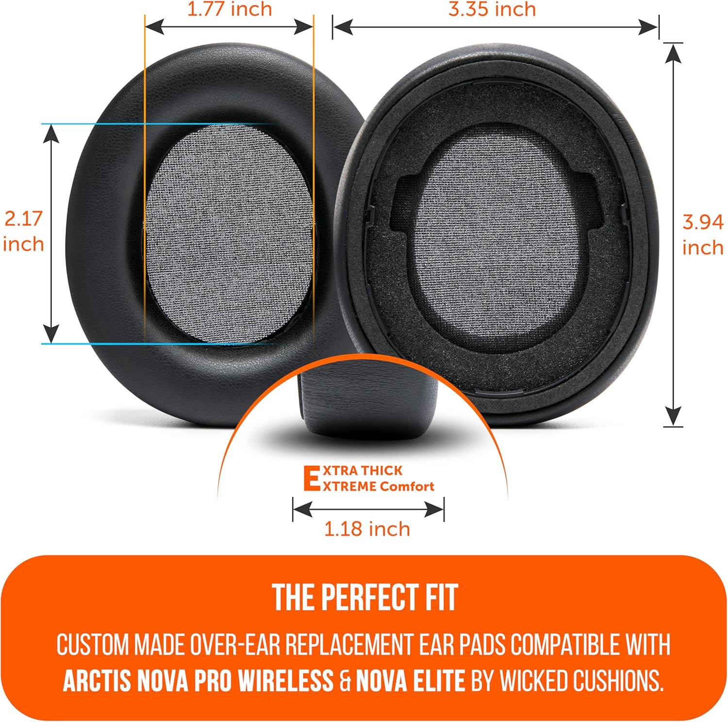 WC PadZ Nova Pro Wireless & Nova Elite - Replacement Earpads for Steelseries Arctis Nova Pro Wireless & Nova Elite, Made by Wicked Cushions, Thicker, Softer & More Comfortable | Black