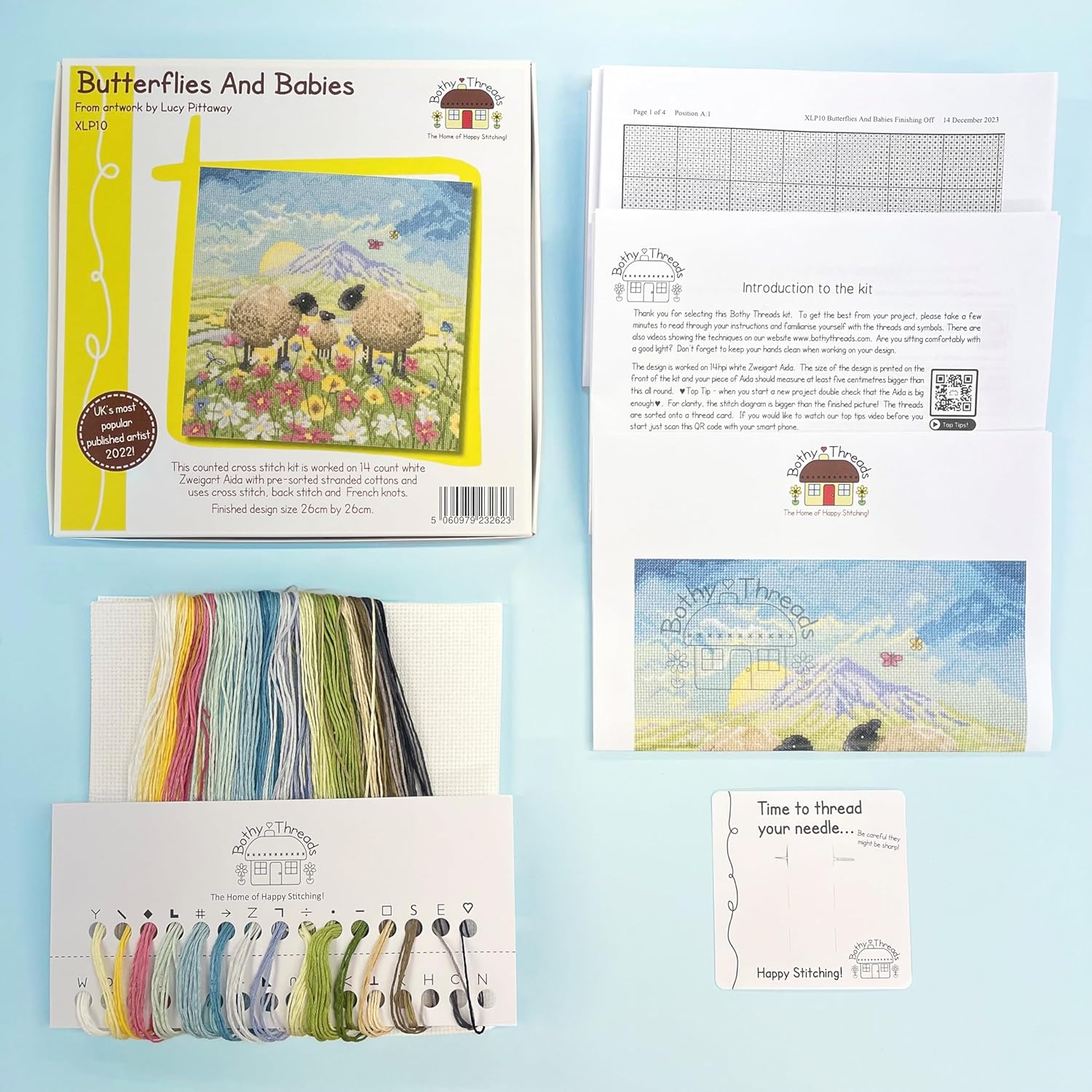 Bothy Threads - Butterflies and Babies Counted Cross Stitch Kit, White