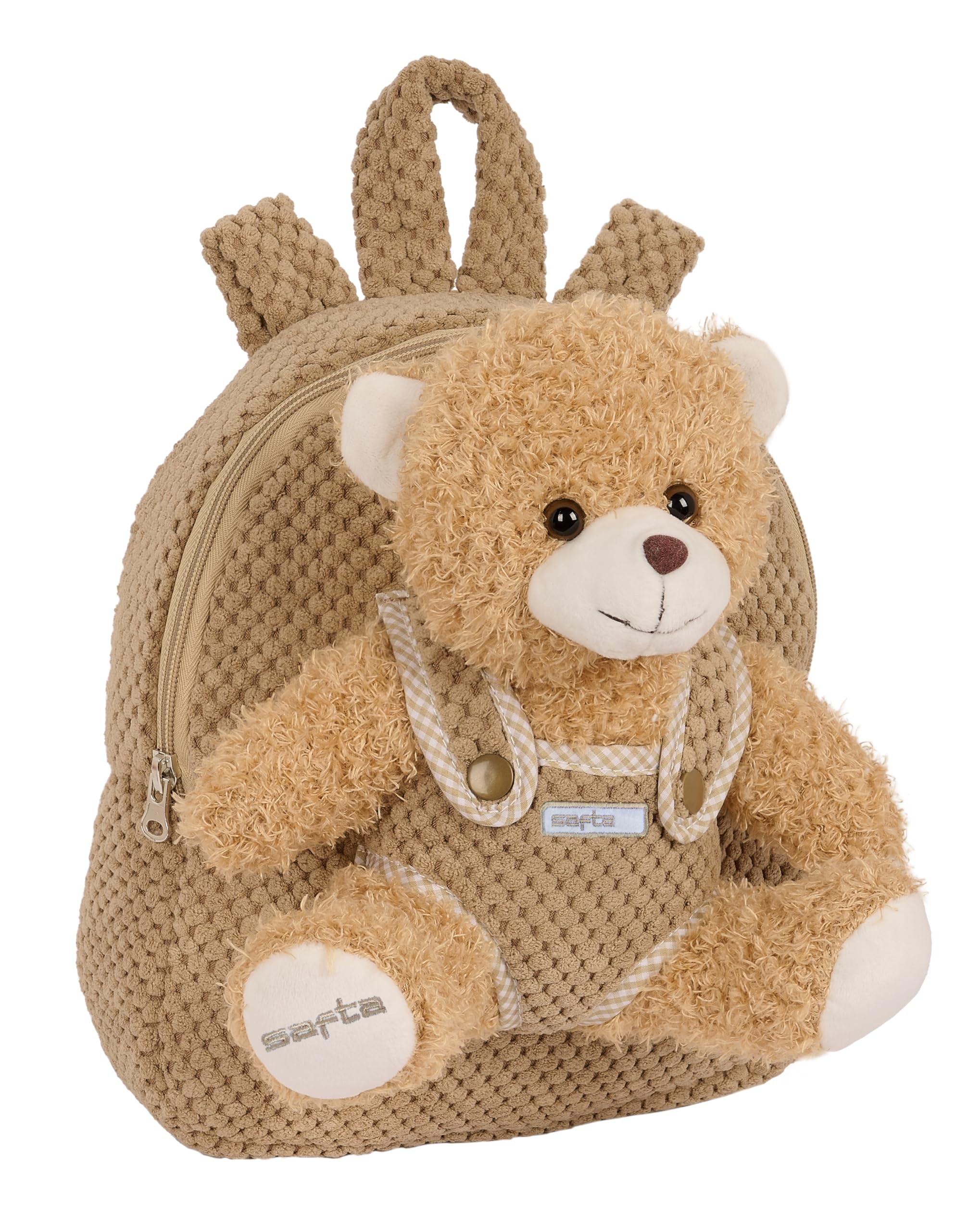 Safta - Preschool Backpack with Bear, Daycare Backpack, Easy Cleaning, Ideal for Children, Comfortable and Versatile, Quality and Resistance, 23 x 7.5 x 27 cm, Biscuit Colour, Biscuit, Estándar,