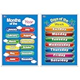 SpriteGru Days of the Week, Months of the Year,2 LAMINATED Educational Posters for Toddlers