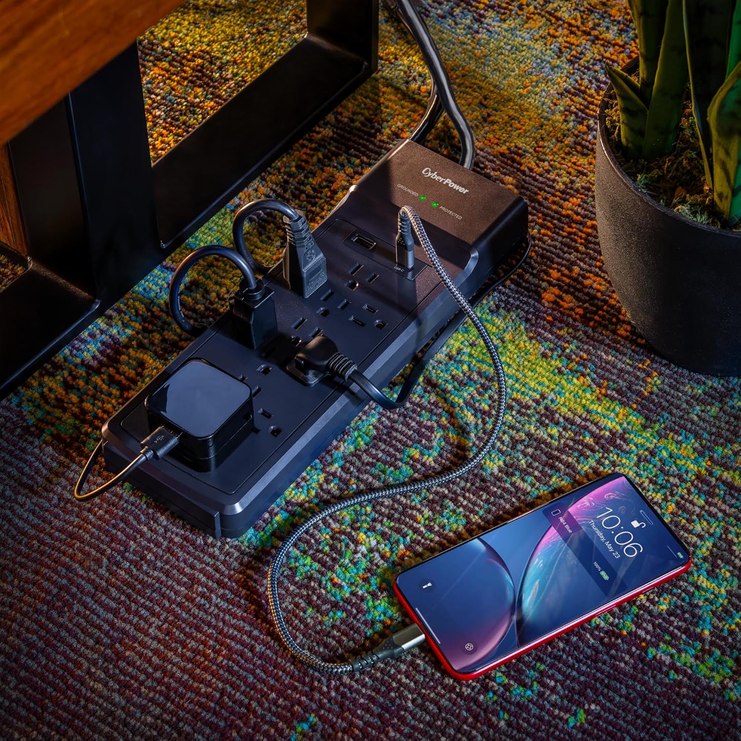 CyberPower CSP1206UC Surge Protector, 3000J, 12 Outlets, 1 USB-A, 1 USB-C, 6 Foot Power Cord, Black, ETL