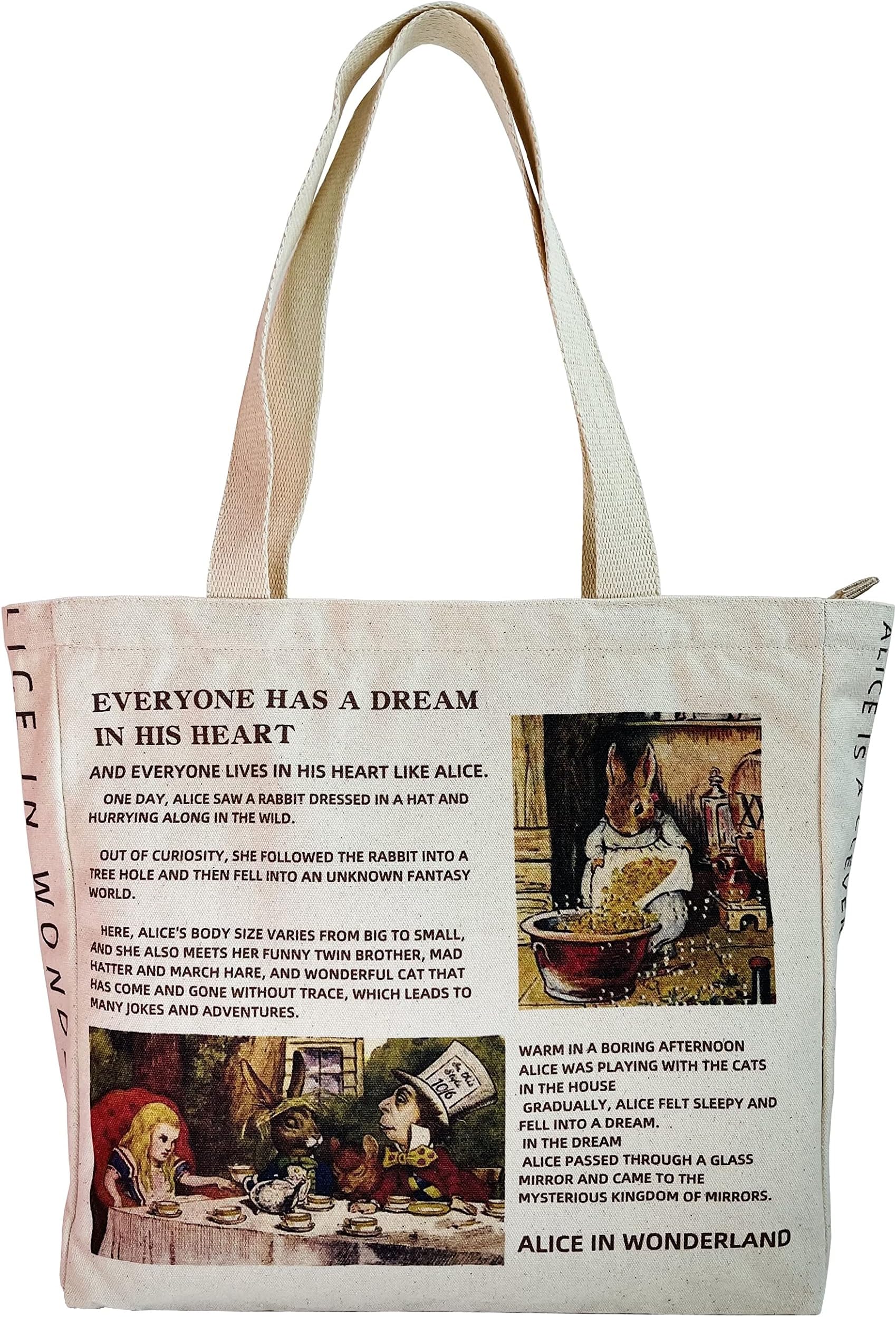 Canvas Tote Bag Aesthetic Vintage Cute Tote with Zipper Pockets Valentines Christmas Gifts for Women Girls