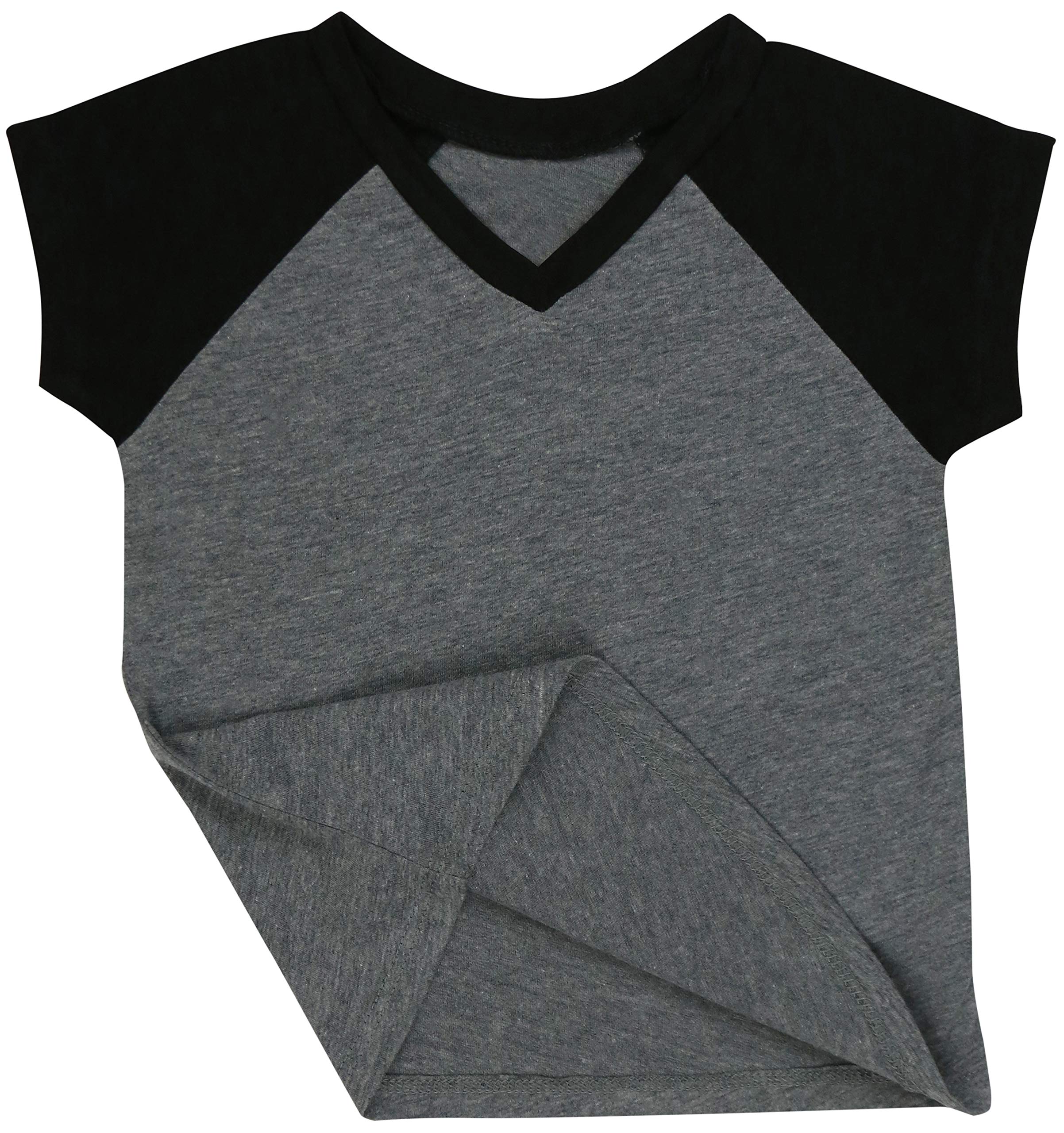 ToBeInStyle Playera de Manga Corta con Cuello en V y Contraste para niños y niñas