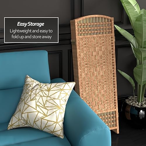 Miniatura 9 de Pantalla plegable de tejido de fibra corta de 4 pies - Blanco - 4 paneles