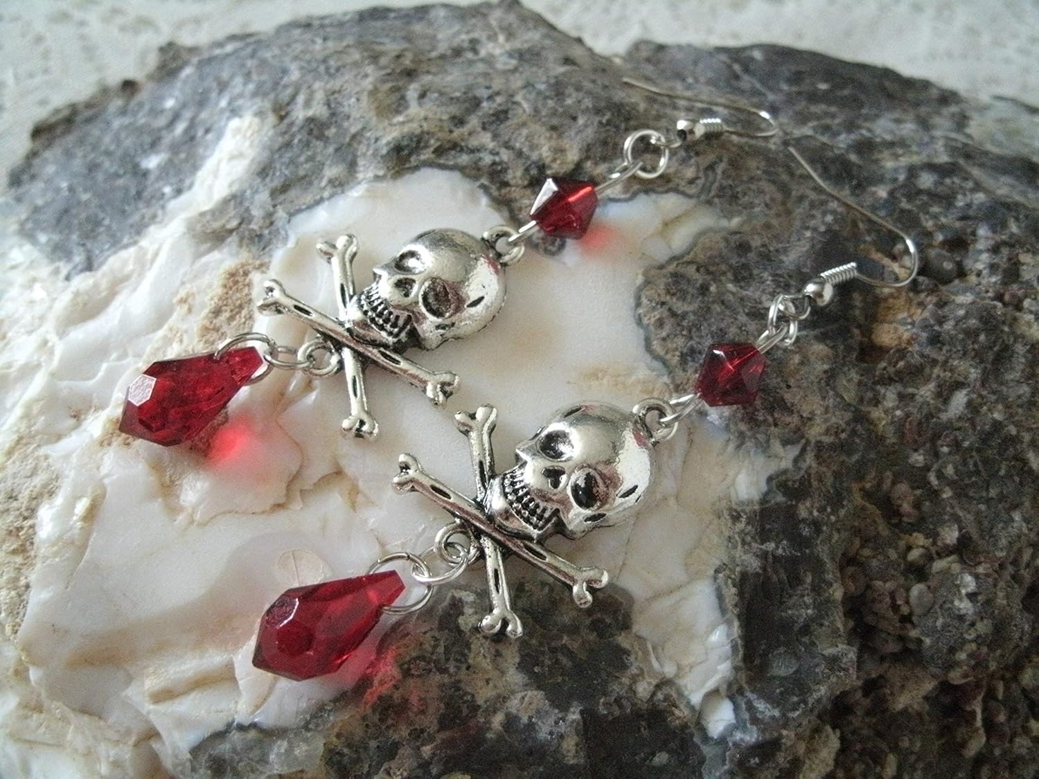 Skull Earrings, handmade jewelry gothic goth pirate halloween steampunk day of the dead