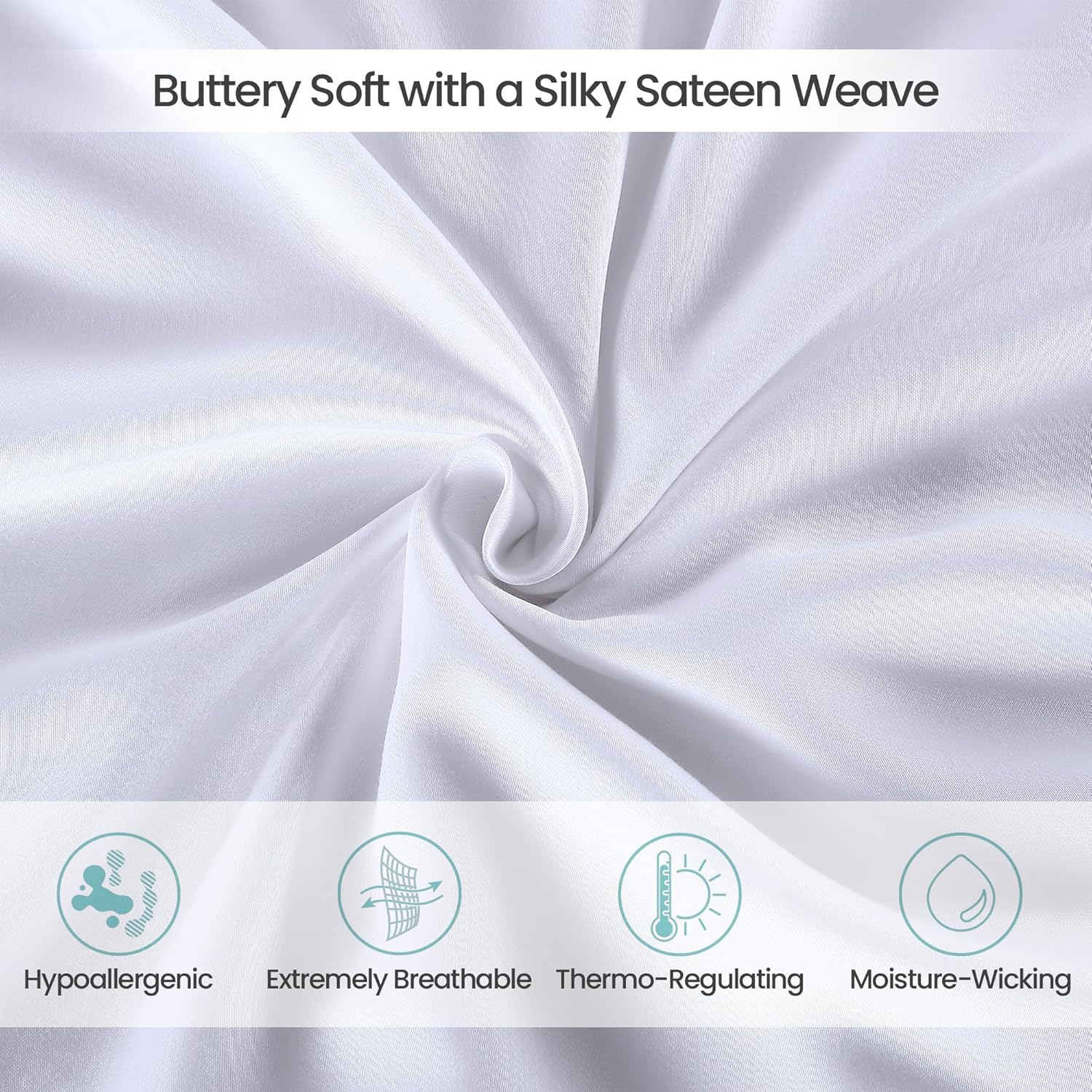 100% Eucalyptus Tencel Lyocell Cooling Pillowcases (2pc), Silky Soft & Smooth Pillow Cases, Sustainably Made, Sensitive Skin & Acne Pillowcase, Hypoallergenic - Std, White