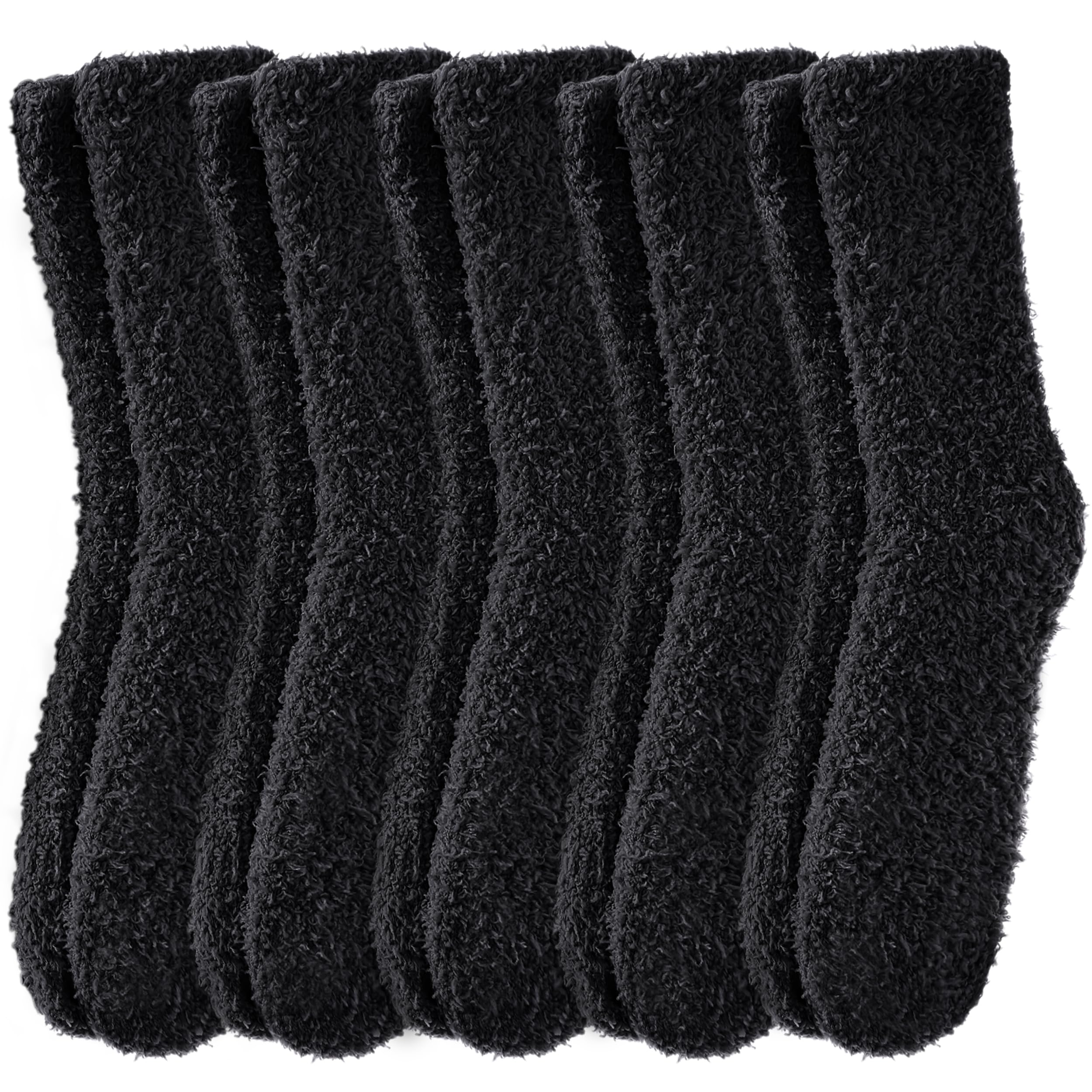 FNOVCO Mens Fuzzy Socks - Soft Cozy Slipper Fluffy Winter Warm Microfiber Plush Sleeping Socks - 5 to 6 Pairs