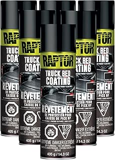 Raptor 1K Bed Liner Aerosol Black, 14.3 Ounce Truck Bed Bedliner Coating - 6 Pack
