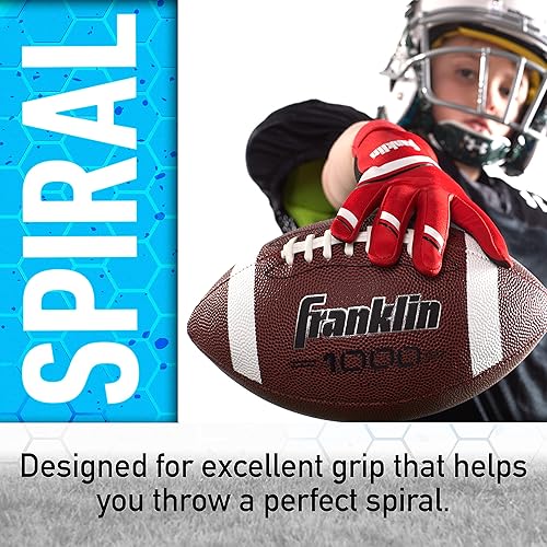 Miniatura 30 de Franklin Sports Youth + Adult Footballs - Extra Grip 1000 Official Size, Junior + Pee Wee Kids - 1 + 12 Packs Negro/Dorado
