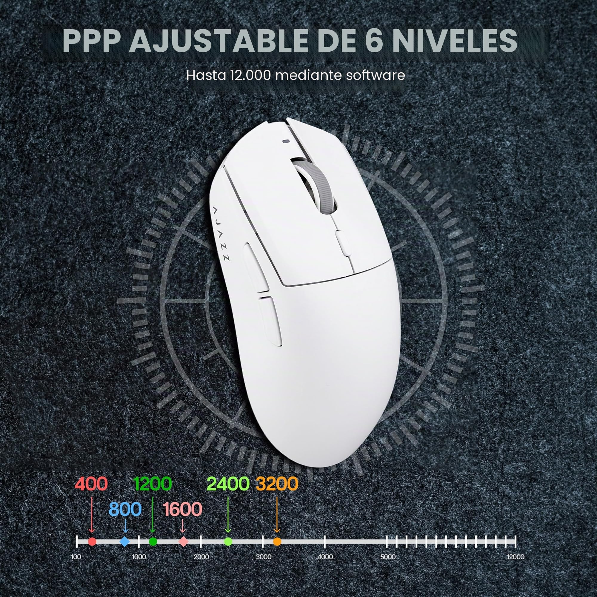 MechLands AJAZZ AJ139 V2 MC ratón para juegos con base de carga, DPI ajustable de 12.000, sensor PAW3311, ratón inalámbrico de 3 modos, batería de 500mAh, tasa de sondeo de 1000, 66g de peso ligero