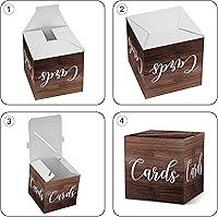 Vista 3 de AWSICE Caja de tarjetas con patrón de madera – 1 juego de caja de recepción de tarjetas para regalo sobre dinero – Boda nupcial baby shower