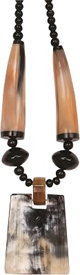 Windlass Ragnar Horn Necklace Hand Carved Pendant with Curved Horns, Black Horn Beads & Adjustable Cord for Viking Cosplay & Reenactment