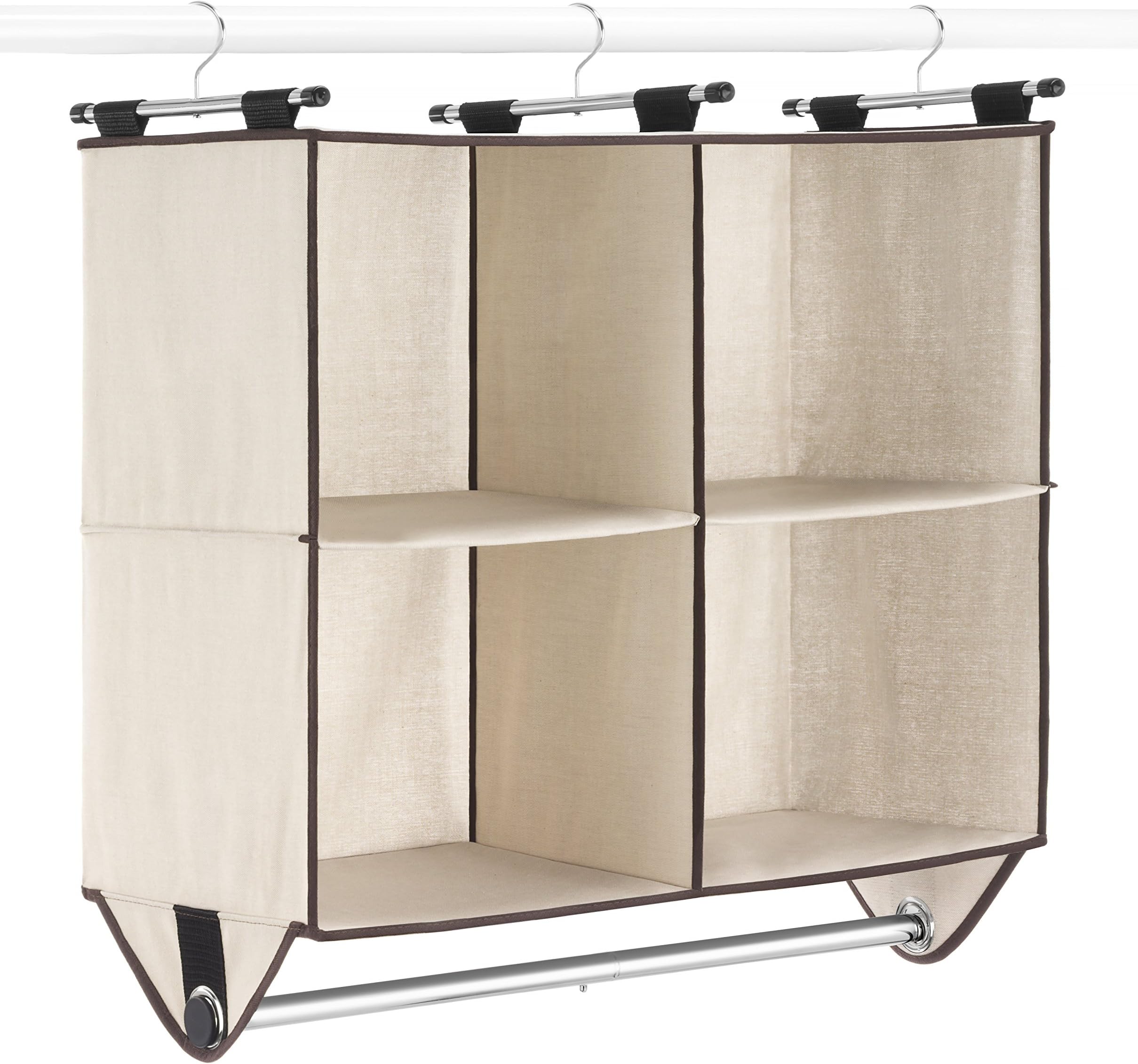 Whitmor4-Section Closet W/Rod Organizer, Canvas
