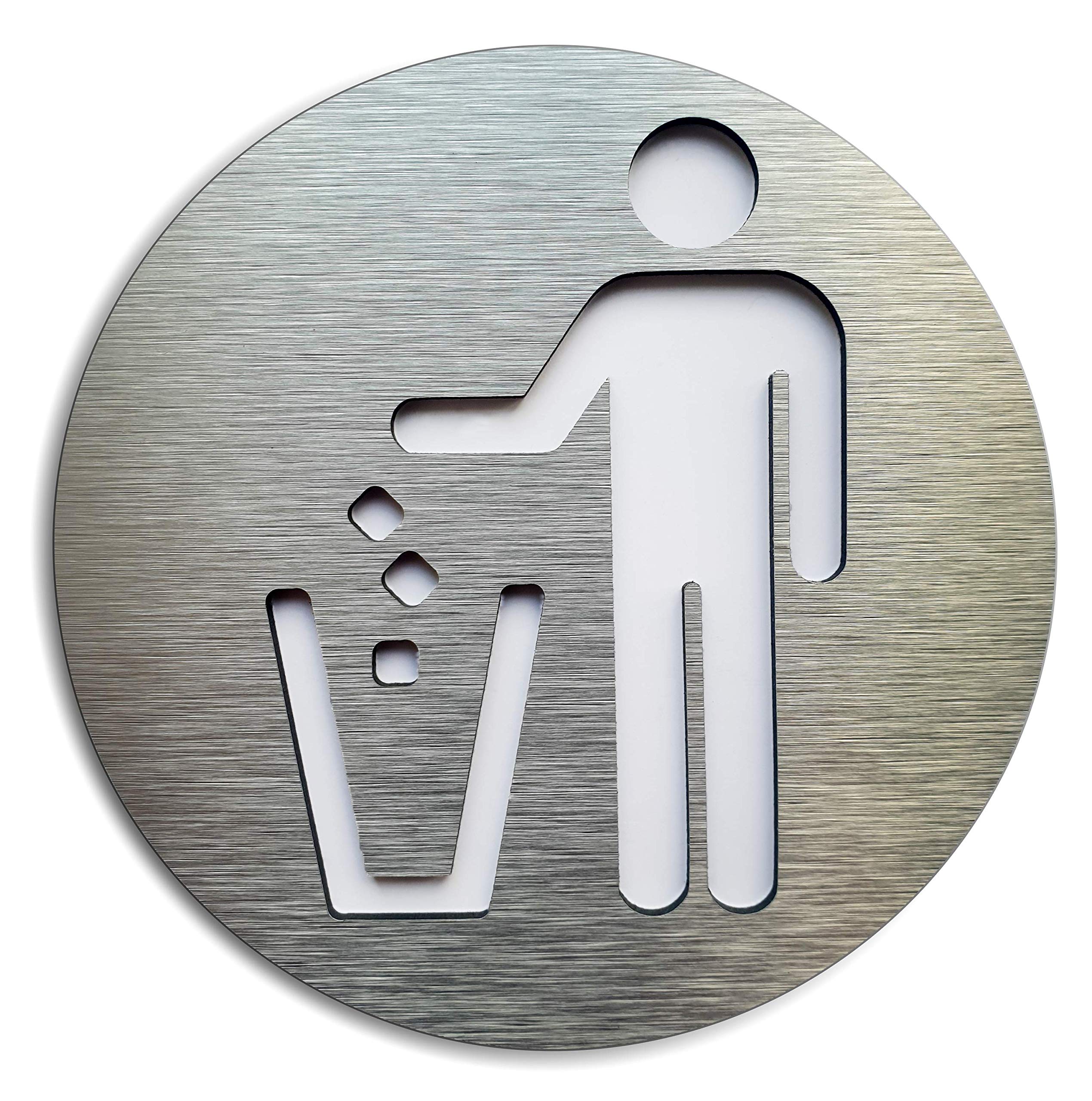 Buy BSYDESIGN Aluminium Gold Recycle bin sign Modern square trash signage for sorting plastic
