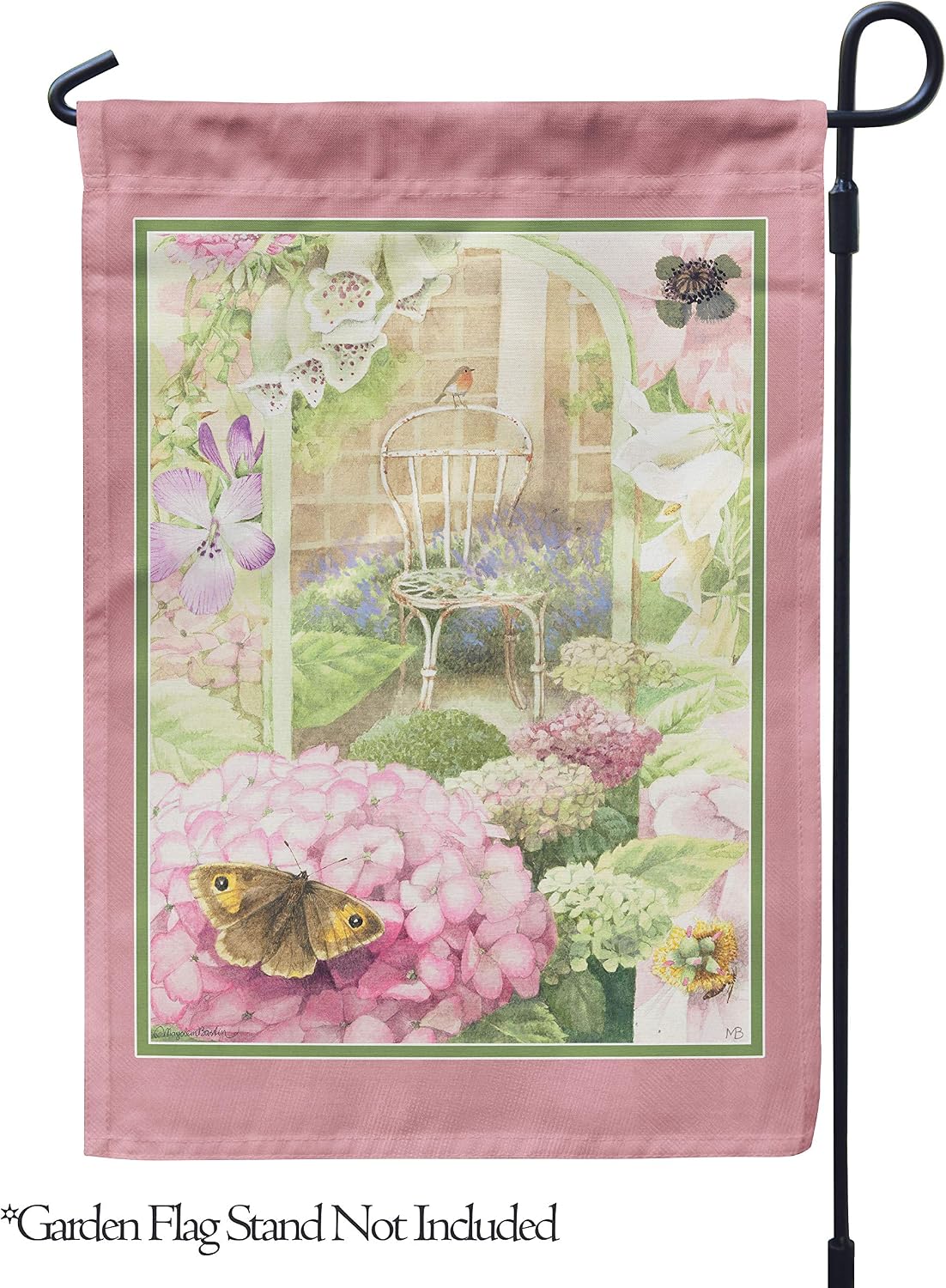 Marjolein Bastin, Peaceful Butterfly Hydrangea – Garden Flag 12.5" x 18", Outdoor/Indoor, Exclusive Premium Fabric, Spring