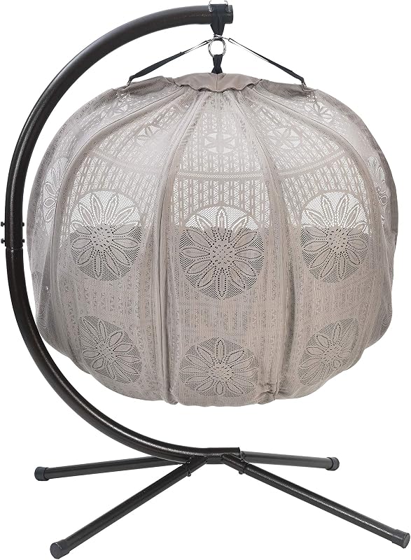 FlowerHouse Hanging Pumpkin Patio Chair - Dreamcatcher Black Cushion image 2