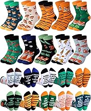 10 Pairs Funny Tiger Socks for Teens Boys Girls Novelty Animal Pattern Cotton Socks with Striped for Tiger Lovers Christmas Stocking Stuffers